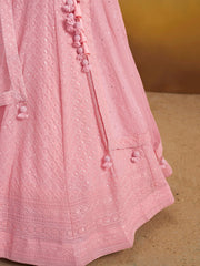 Light Pink Embroidered Lehenga Choli with Matching Sheer Dupatta