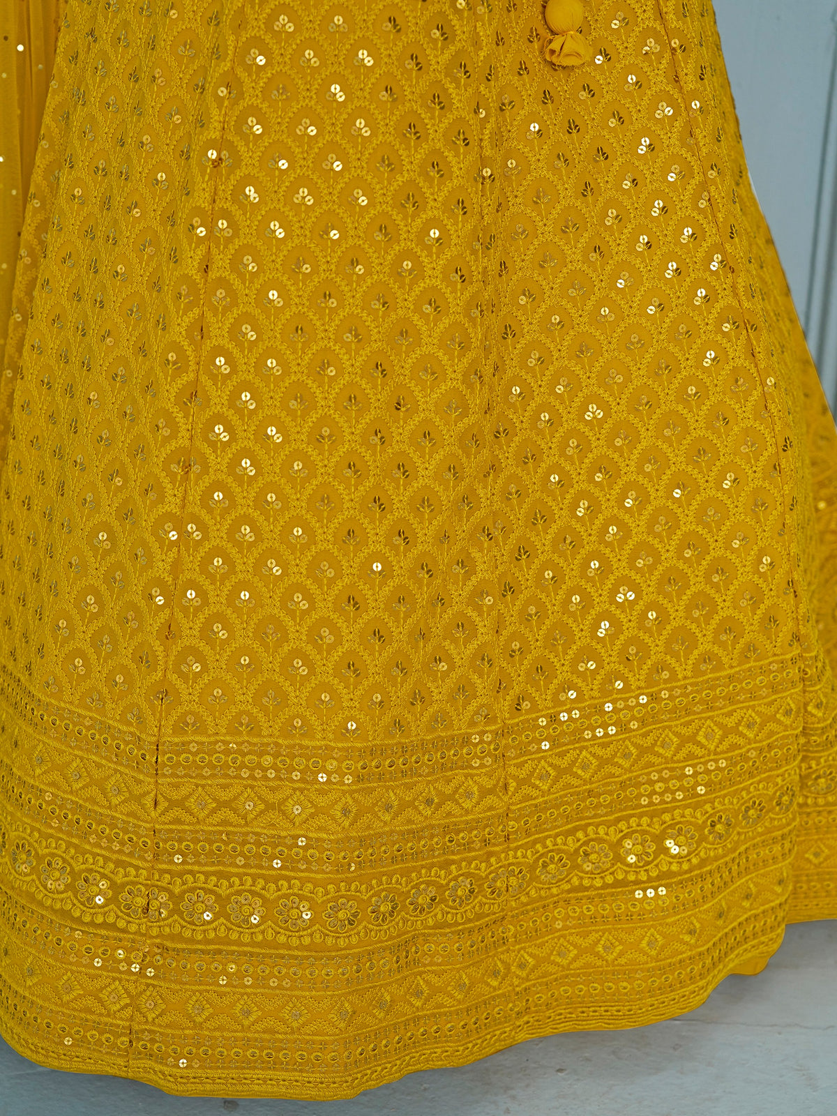 Mustard Yellow Embroidered Lehenga Choli with Matching Dupatta
