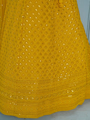 Mustard Yellow Embroidered Lehenga Choli with Matching Dupatta