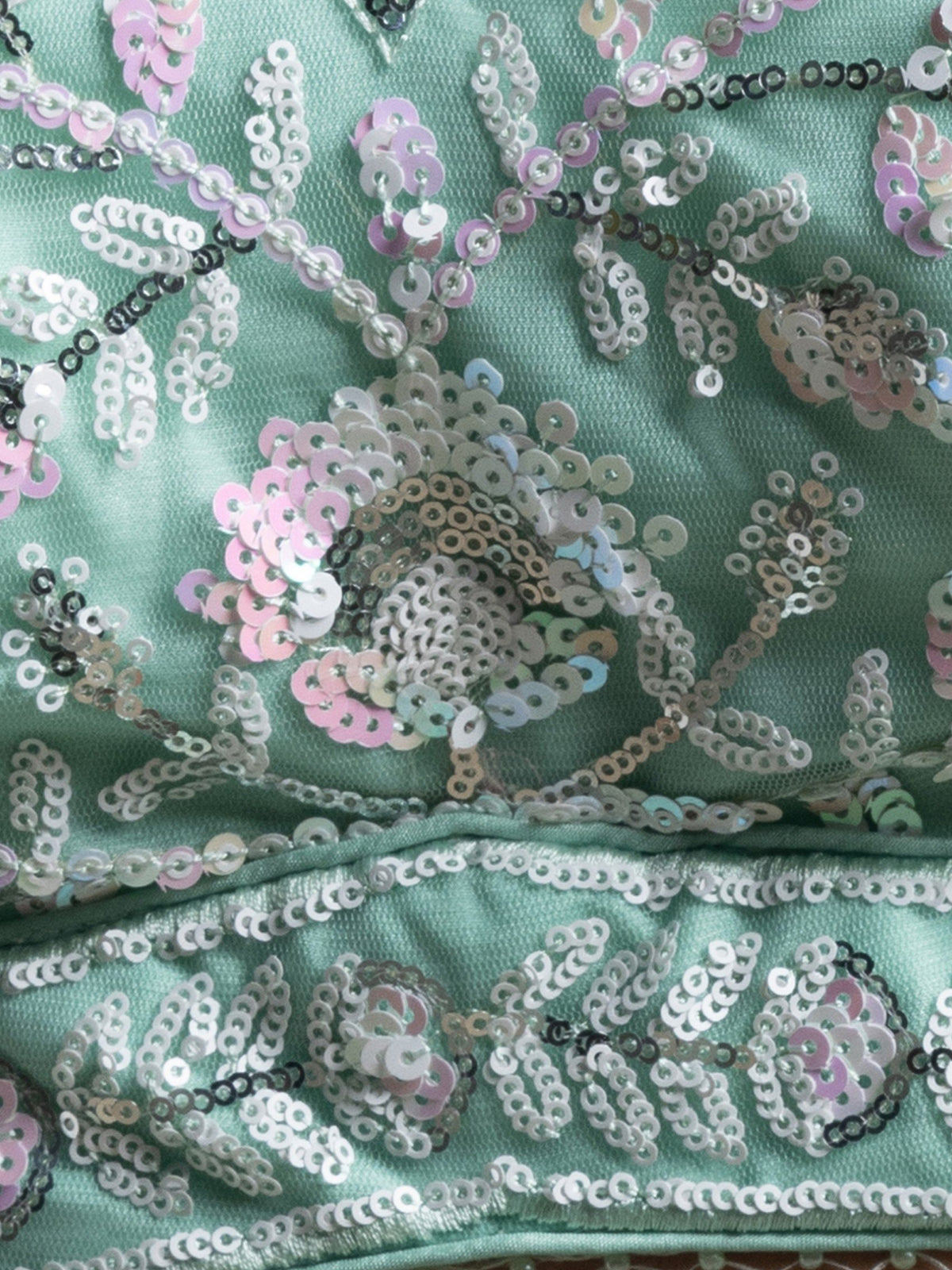 Pastel Mint Green Embroidered Bridal Lehenga Choli with Net Dupatta