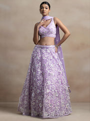 Lavender Purple Heavy Embroidered Lehenga Choli with Dupatta