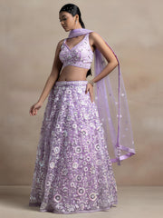 Lavender Purple Heavy Embroidered Lehenga Choli with Dupatta