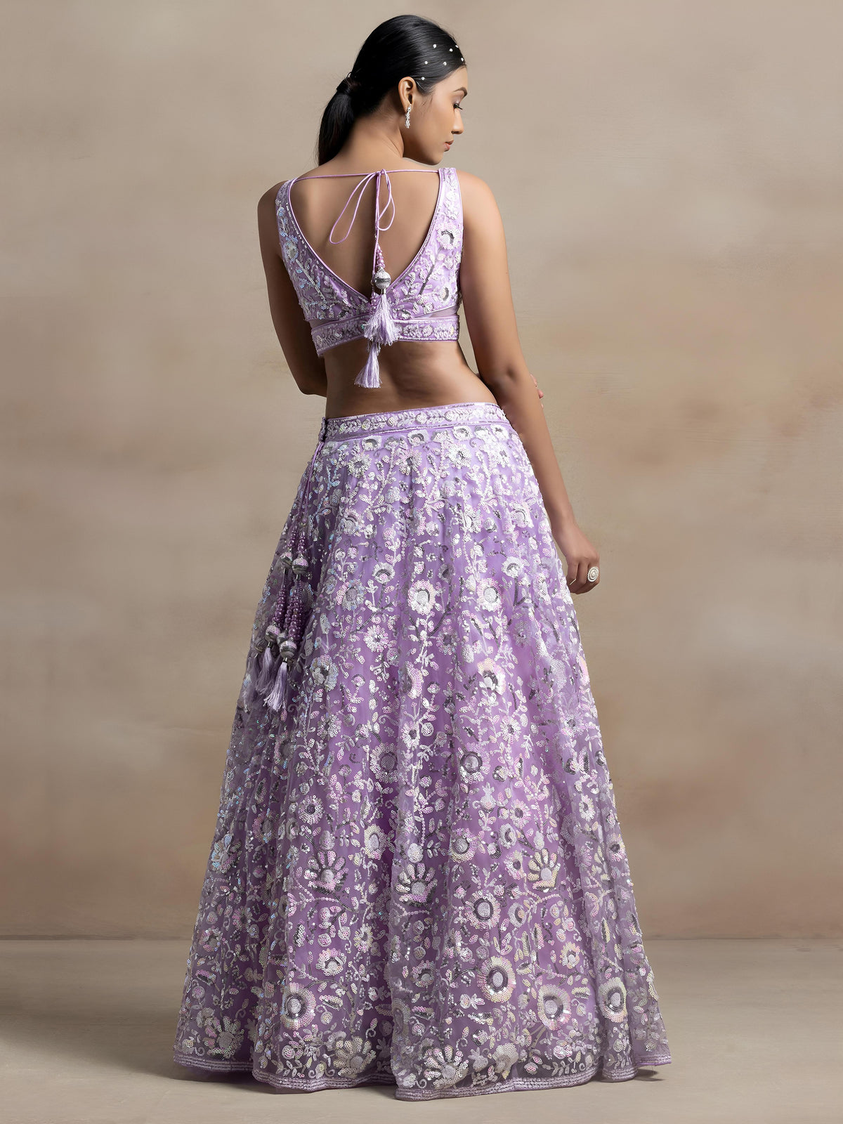Lavender Purple Heavy Embroidered Lehenga Choli with Dupatta
