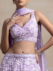 Lavender Purple Heavy Embroidered Lehenga Choli with Dupatta