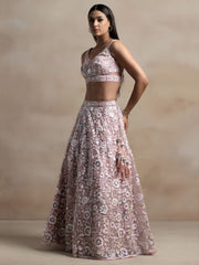 Blush Pink Heavy Embroidered Lehenga Choli with Net Dupatta