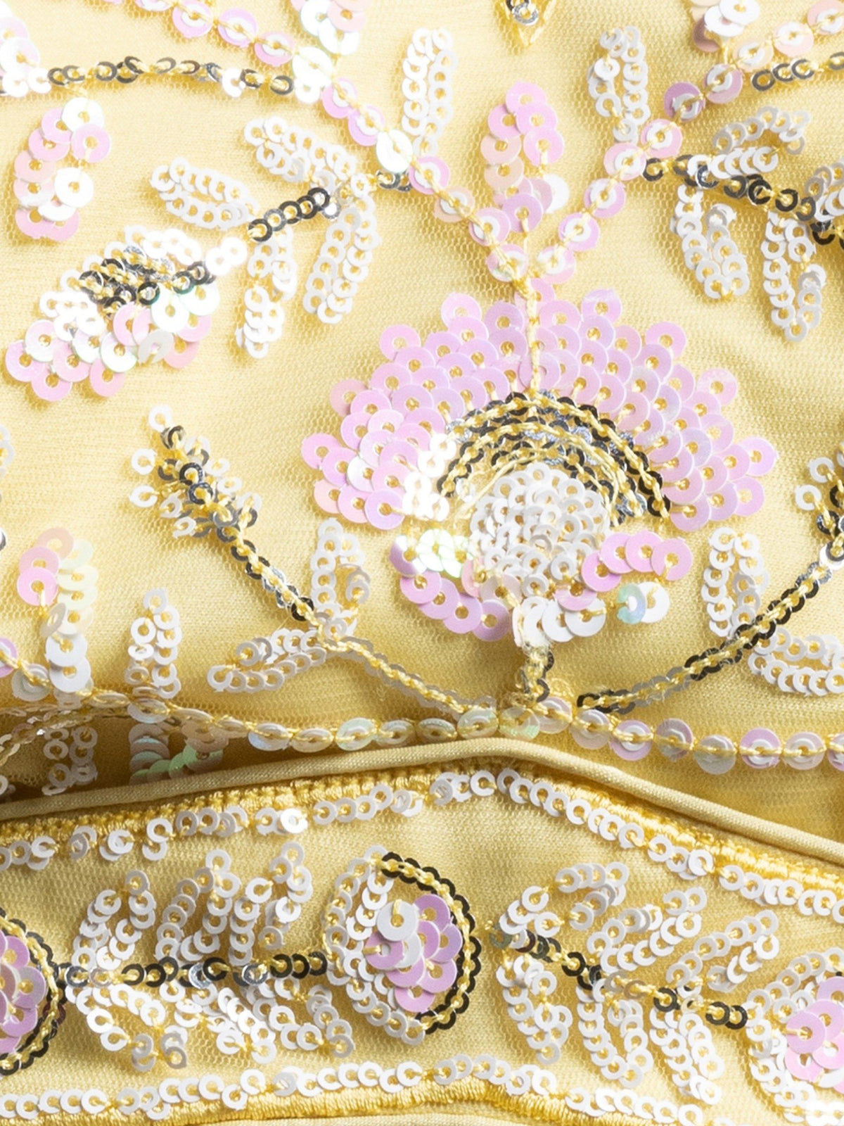 Pastel Yellow Floral Embroidered Lehenga Choli with Sheer Dupatta