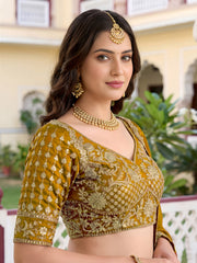 Elegant Mustard Yellow Embroidered Bridal Lehenga Choli with Dupatta