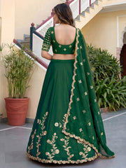 Elegant Dark Green Gold Embroidered Bridal Lehenga Choli with Dupatta