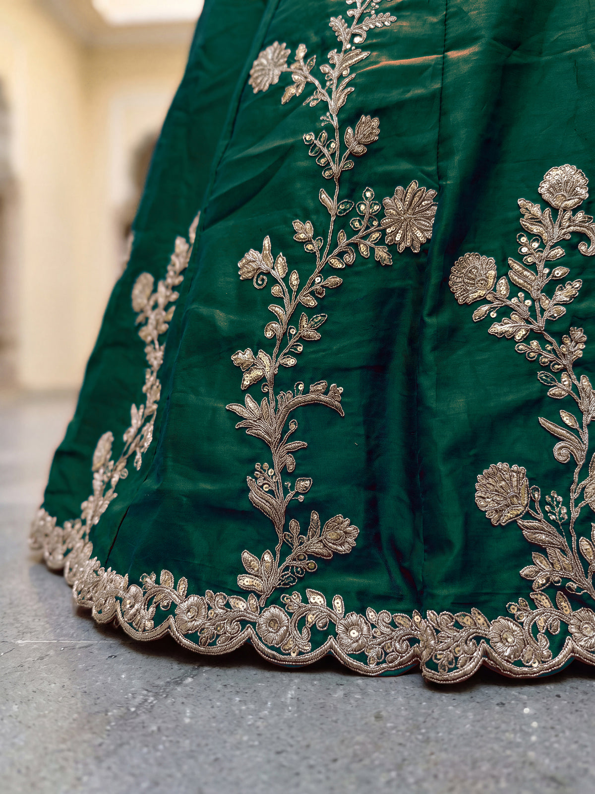 Elegant Dark Green Gold Embroidered Bridal Lehenga Choli with Dupatta