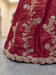 Elegant Maroon Gold Embroidered Bridal Lehenga Choli with Dupatta