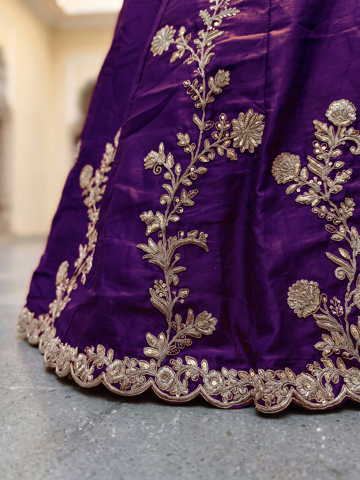 Elegant Royal Purple Gold Embroidered Bridal Lehenga Choli with Dupatta