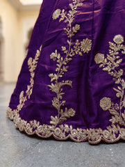 Elegant Royal Purple Gold Embroidered Bridal Lehenga Choli with Dupatta