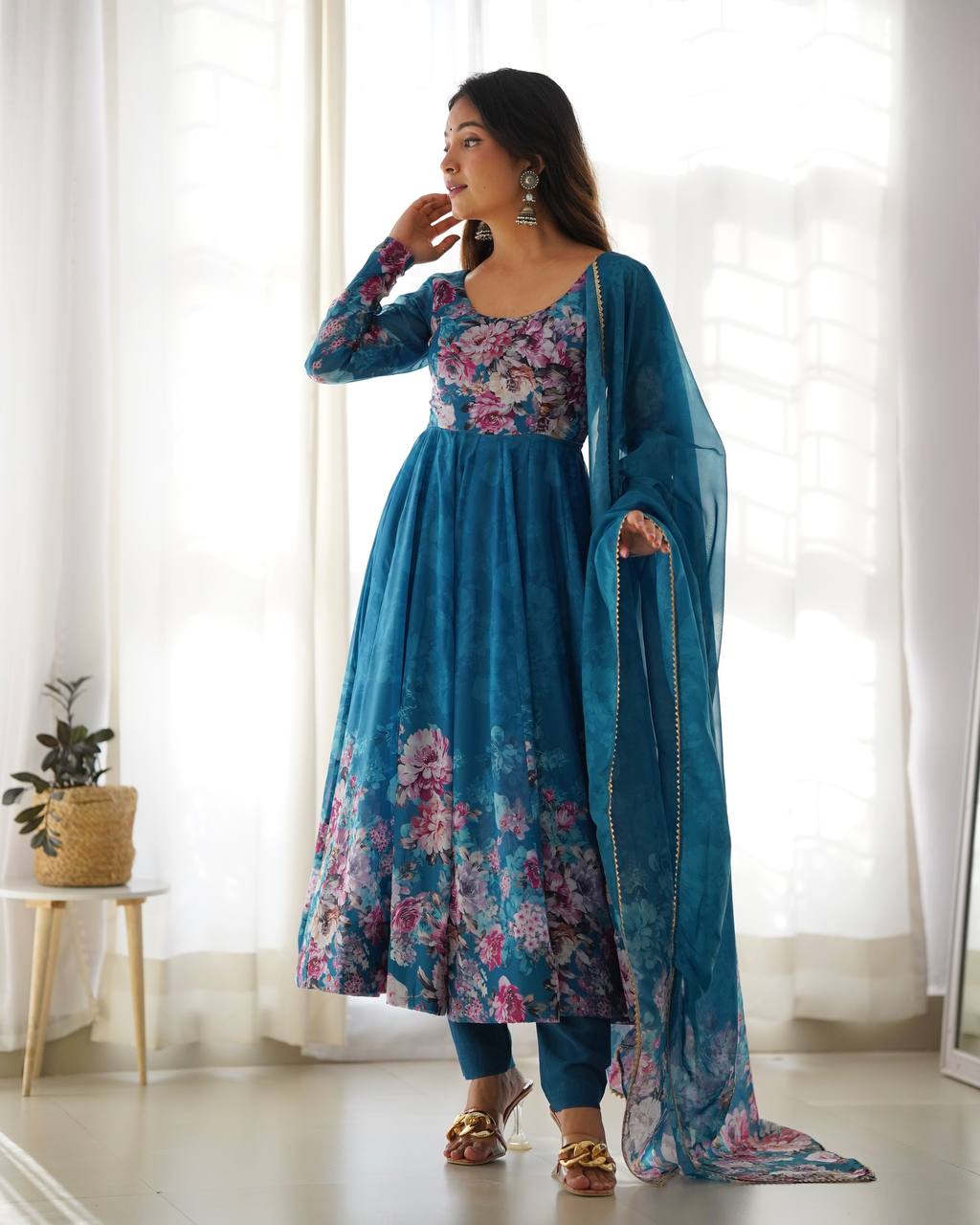 ANARKALI GOWN WITH DUPATTA & PANT SET