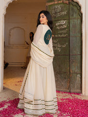 Ivory Georgette Embroidered Anarkali with Dupatta