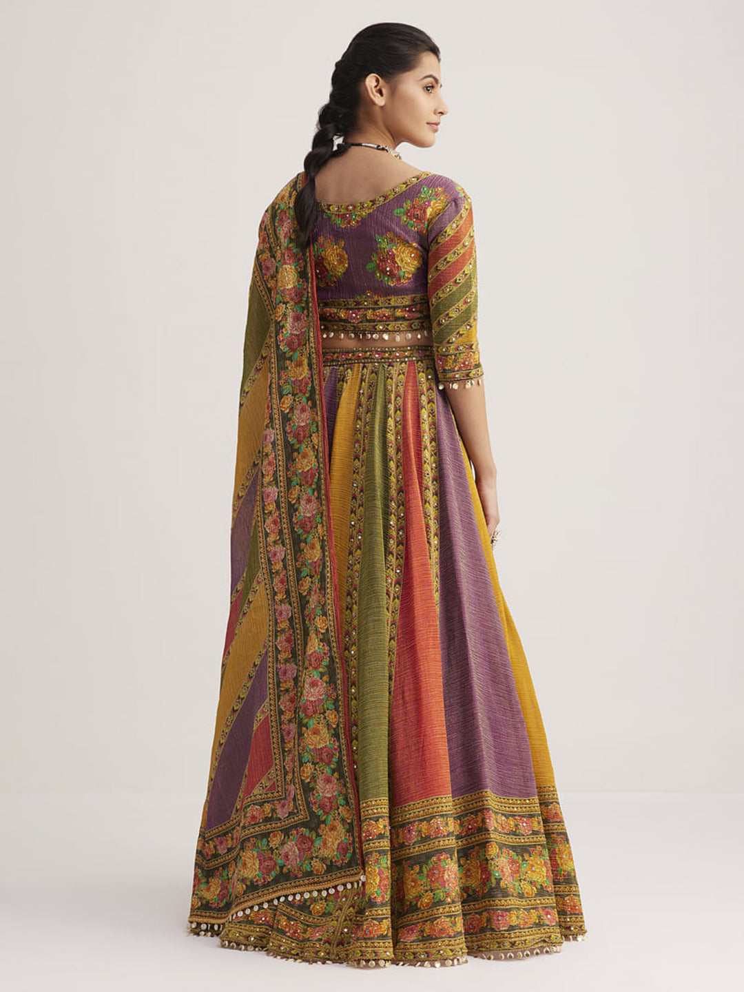 BESTSELLER NAVRATRI MULTICOLOR ORGANZA SILK LEHENGA SET