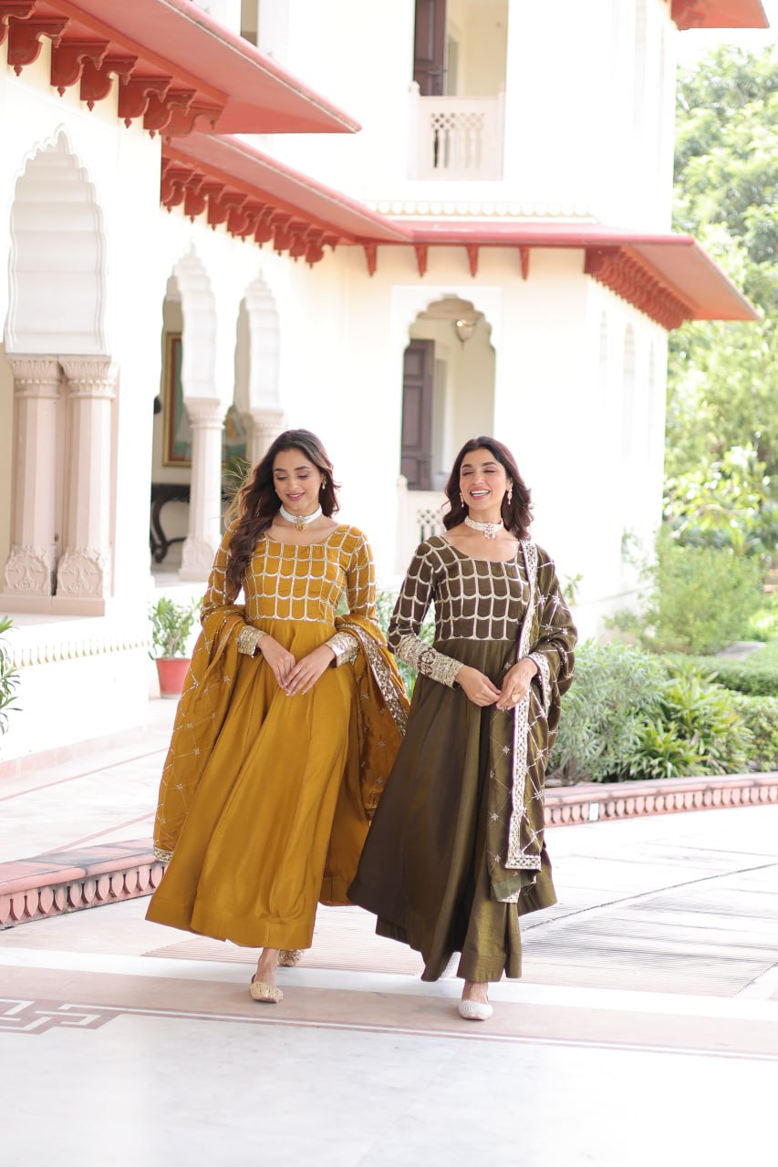 PREMIUM READYMADE  GOWN-DUPATTA SET