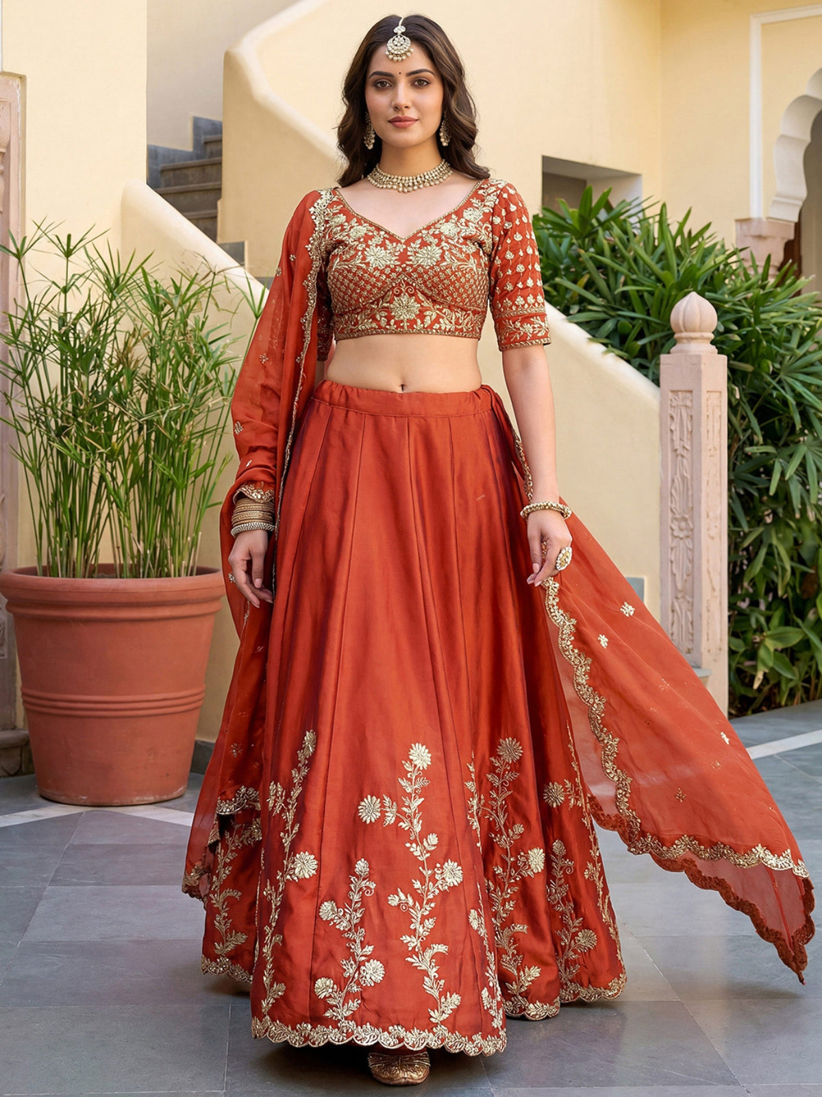 Luxury Rangoli Silk Lehenga Set