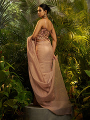 Blush Pink Designer Silk Saree with Embroidered Blouse  Party Wear Collection