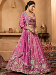 ROYAL RANI PINK PURE TISSUE LEHENGA SET