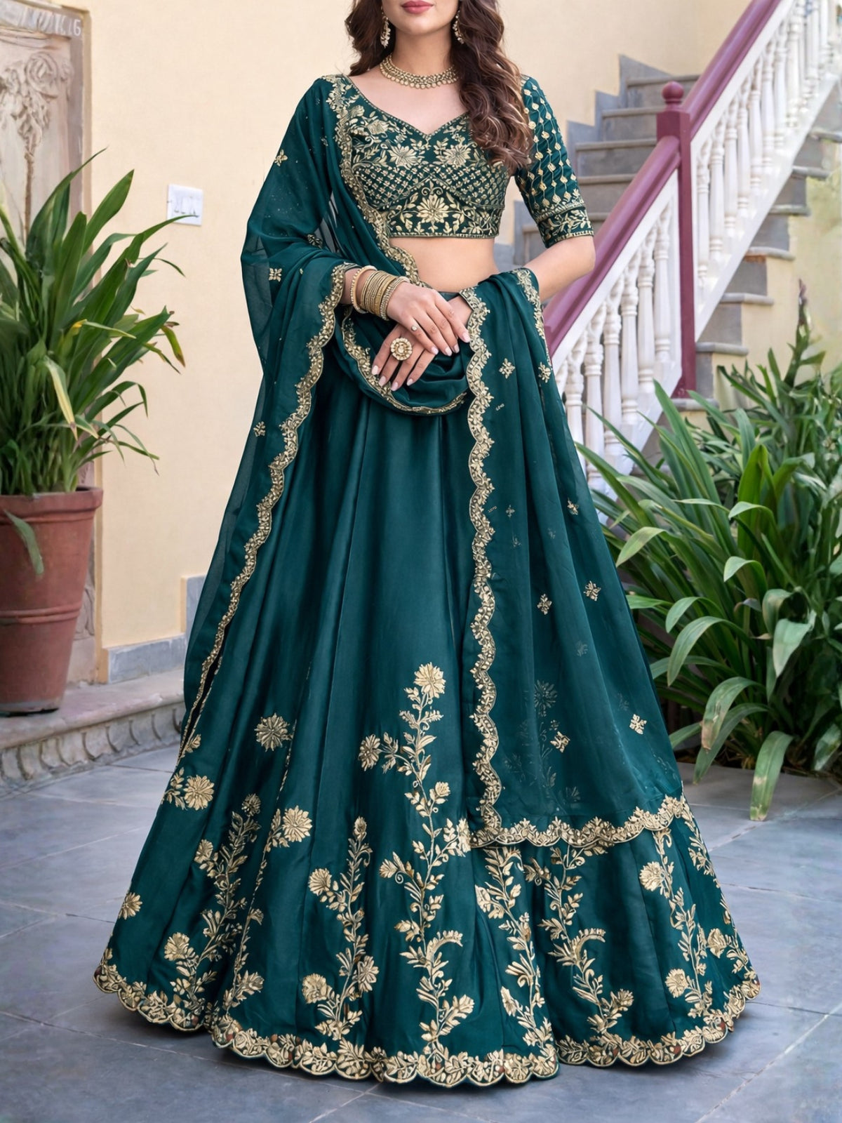 Luxury Rangoli Silk Lehenga Set