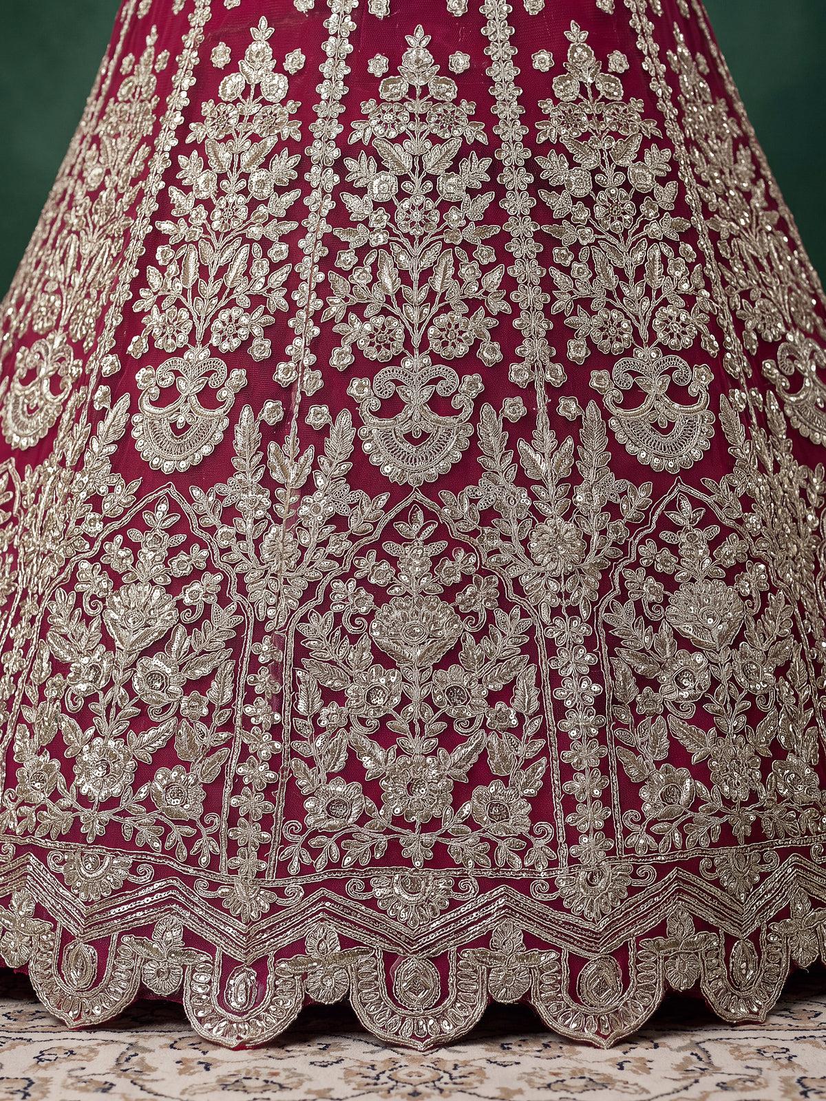 Elegant Wine Pink Silver Embroidered Bridal Lehenga Choli with Dupatta