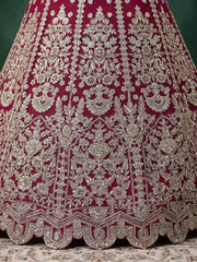 Elegant Wine Pink Silver Embroidered Bridal Lehenga Choli with Dupatta