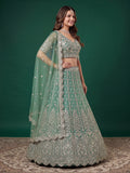 Elegant Pista Green Silver Embroidered Bridal Lehenga Choli with Dupatta
