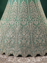 Elegant Pista Green Silver Embroidered Bridal Lehenga Choli with Dupatta