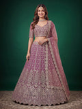 Elegant Mauve PURPLE Silver Embroidered Bridal Lehenga Choli with Dupatta