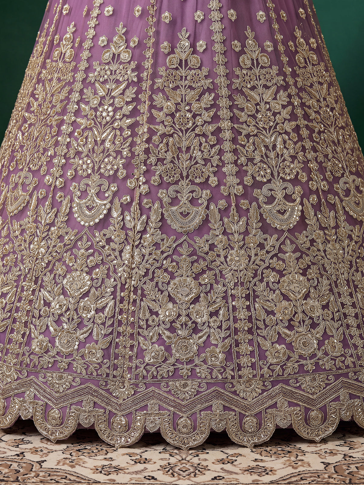 Elegant Mauve PURPLE Silver Embroidered Bridal Lehenga Choli with Dupatta