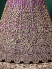 Elegant Mauve PURPLE Silver Embroidered Bridal Lehenga Choli with Dupatta