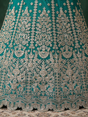 Elegant Rama Green Silver Embroidered Bridal Lehenga Choli with Dupatta