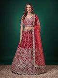 Elegant Red Silver Embroidered Bridal Lehenga Choli with Dupatta