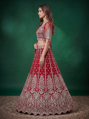 Elegant Red Silver Embroidered Bridal Lehenga Choli with Dupatta