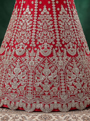 Elegant Red Silver Embroidered Bridal Lehenga Choli with Dupatta