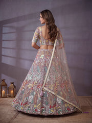 Elegant Lavender Floral Embroidered Lehenga Choli with Dupatta