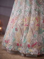 Elegant White Floral Embroidered Lehenga Choli with Dupatta