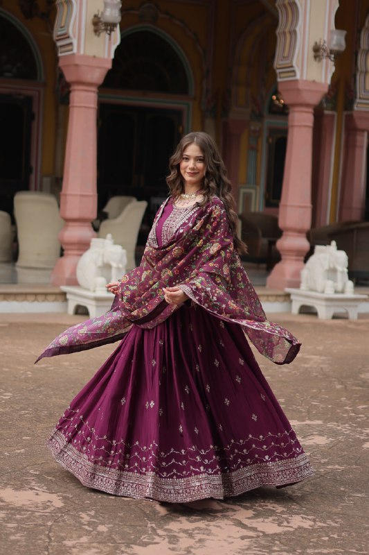 Stylish Chinon Rich Sequins Embroidered Fully Stitched Gown - Ethnicwish