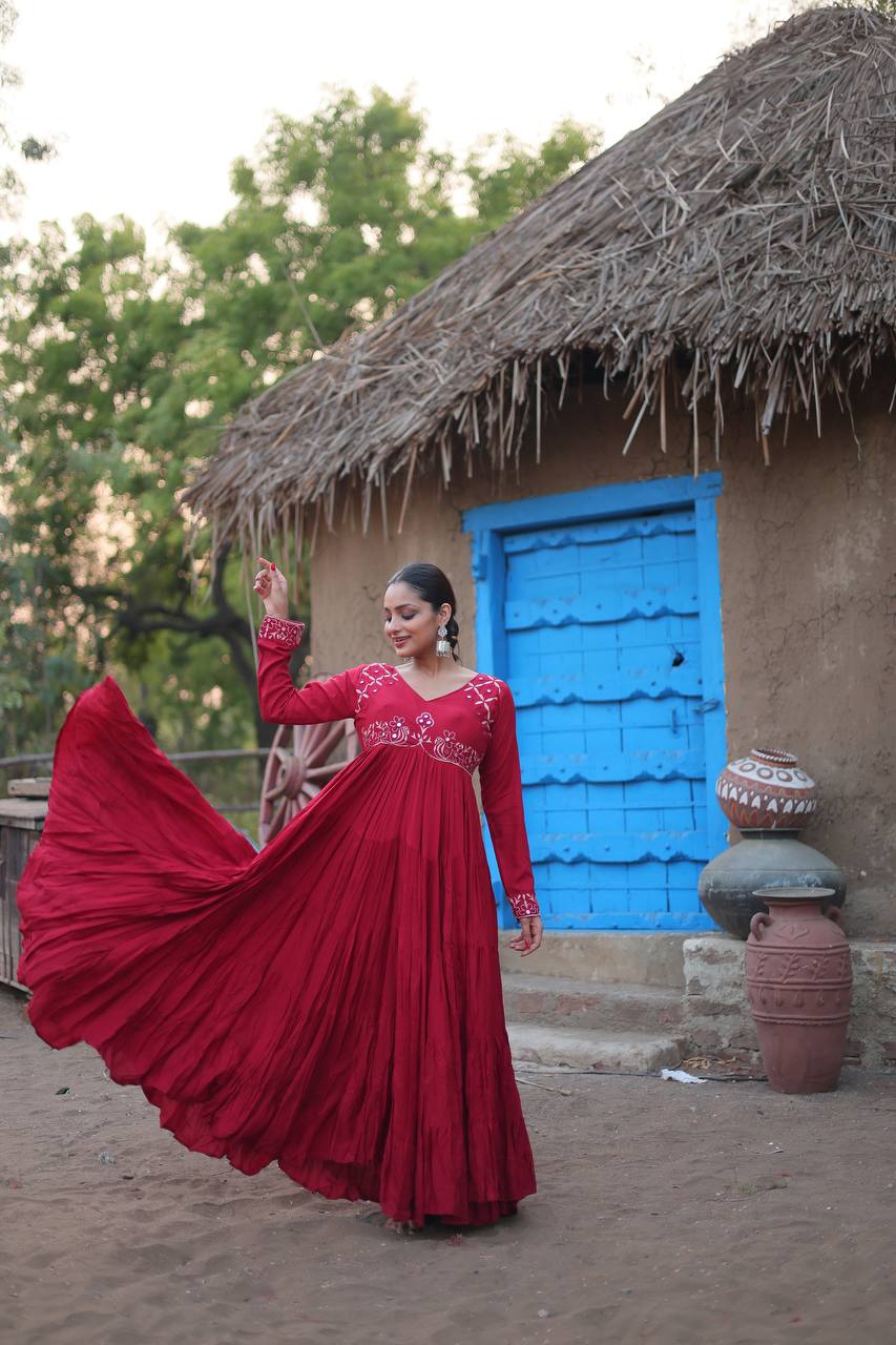 Mesmerizing Navratri Wear Rayon Fully Stitched Designer Gown - Ethnicwish