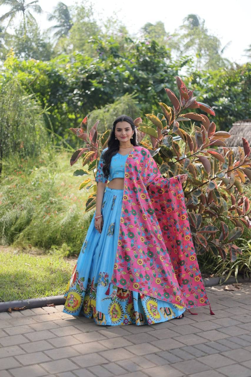 Charming Dola Silk Printed Lehenga Choli Set - Ethnicwish