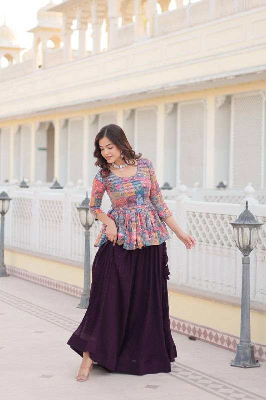 Hypnotic Faux Georgette Crush Pleating Lehenga Choli Set - Ethnicwish
