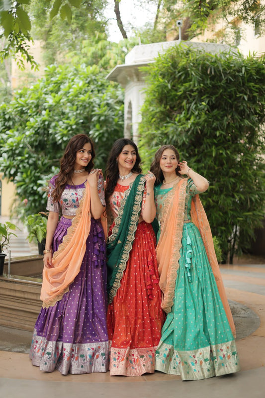 Exquisite Jacquard Meena Weaving Worked Lehenga Choli Set - Ethnicwish