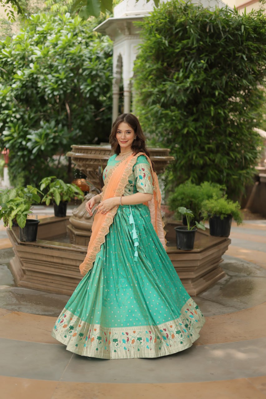 Exquisite Jacquard Meena Weaving Worked Lehenga Choli Set - Ethnicwish