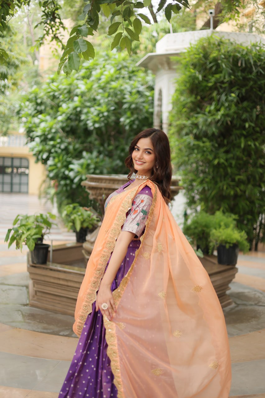 Exquisite Jacquard Meena Weaving Worked Lehenga Choli Set - Ethnicwish