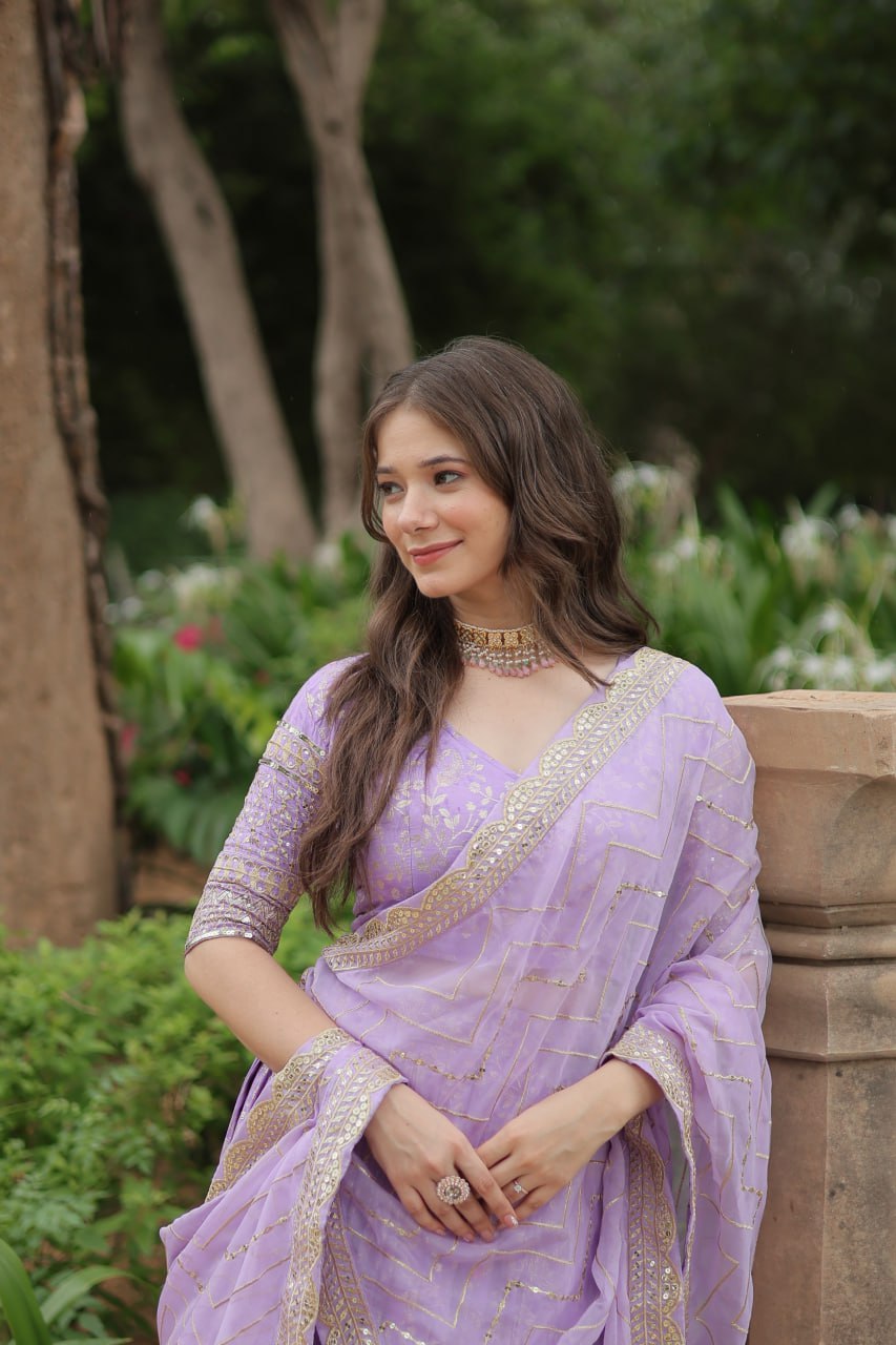 Lovely Viscous Jacquard Sequins Embroidered Lehenga Choli - Ethnicwish
