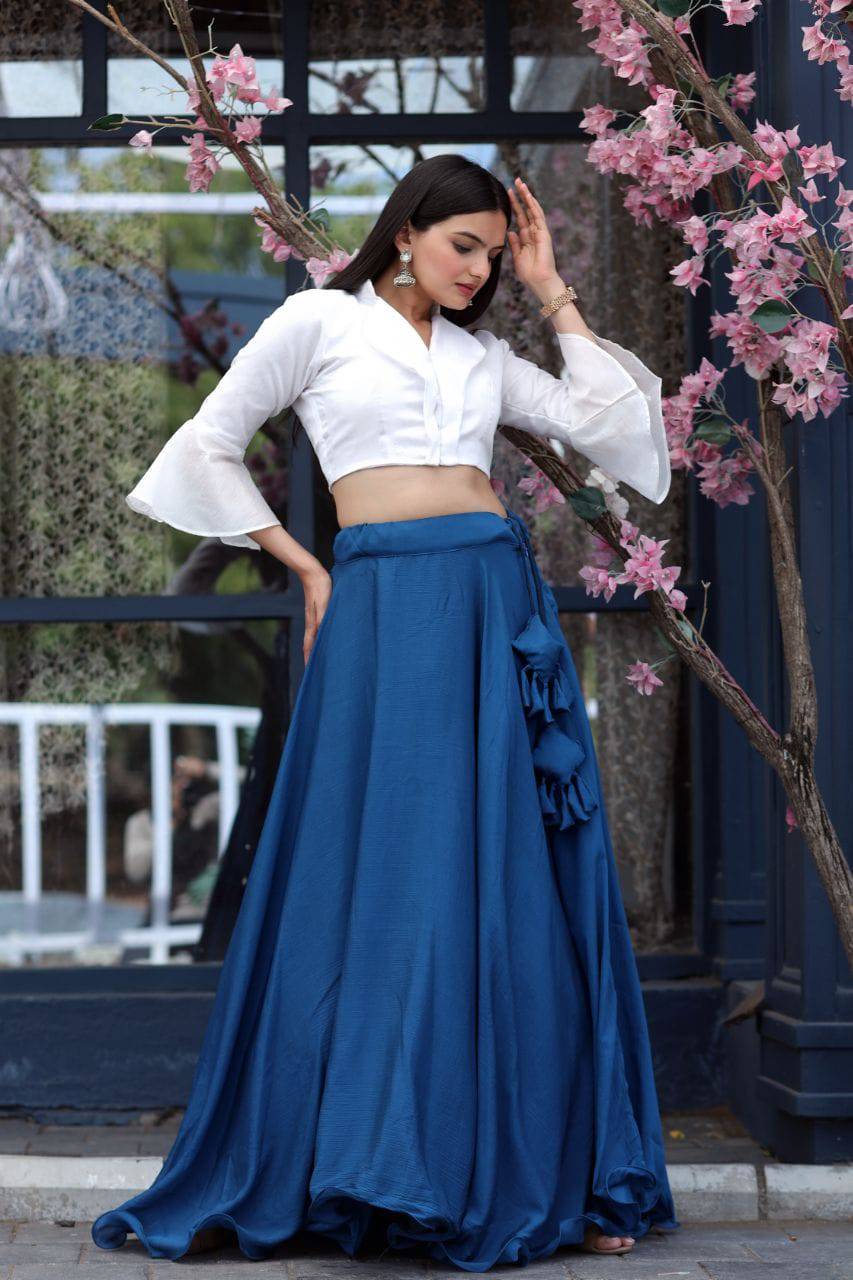 Passionate Chinon Fully Stitched Lehenga Choli Set - Ethnicwish