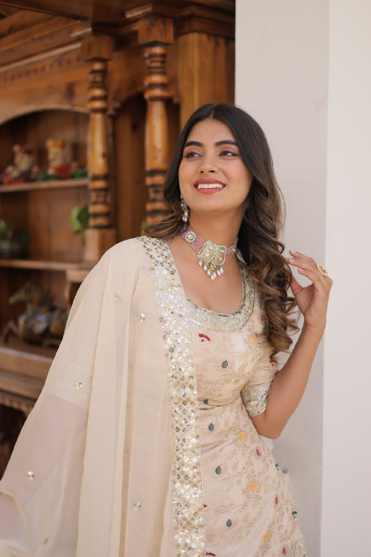 Magnificent Viscous Jacquard Designer Top Sharara Suit - Ethnicwish