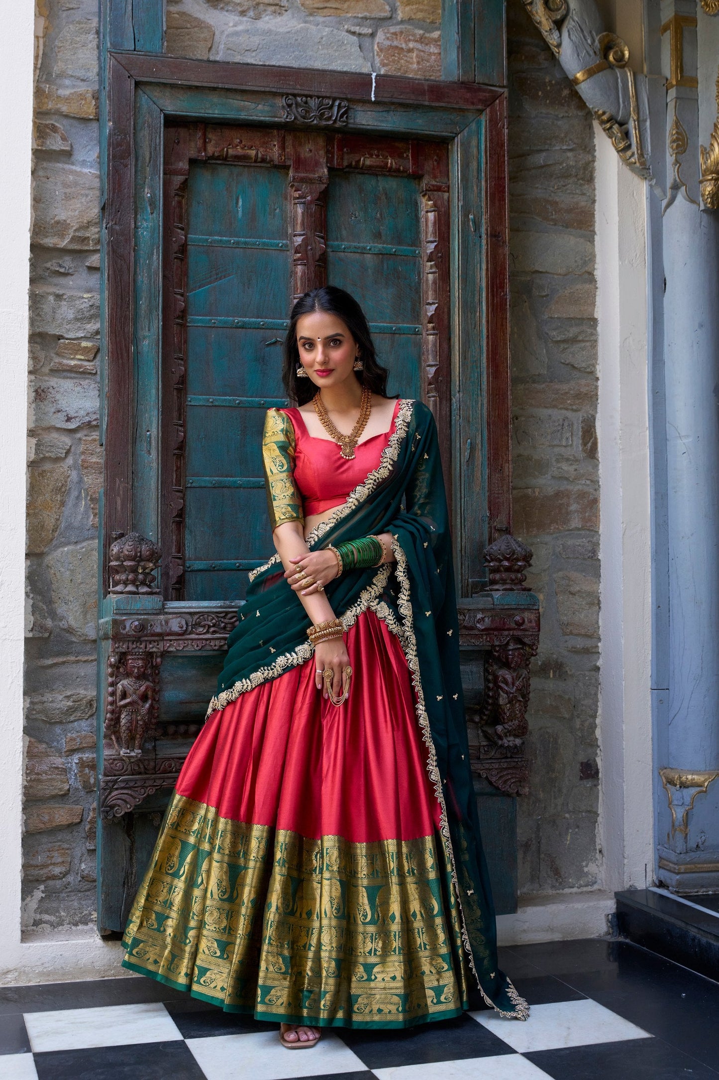 Adorable Narayan Pattu Zari Weaving Worked Lehenga Choli