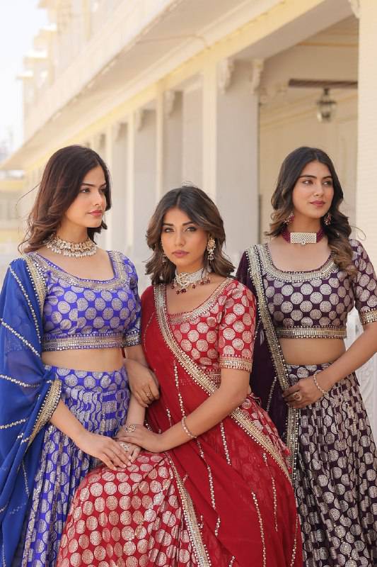 Gorgeous Viscous Jacquard Wedding Wear Lehenga Choli - Ethnicwish