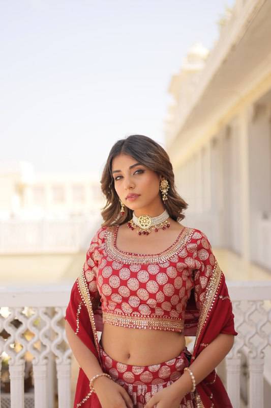 Gorgeous Viscous Jacquard Wedding Wear Lehenga Choli - Ethnicwish